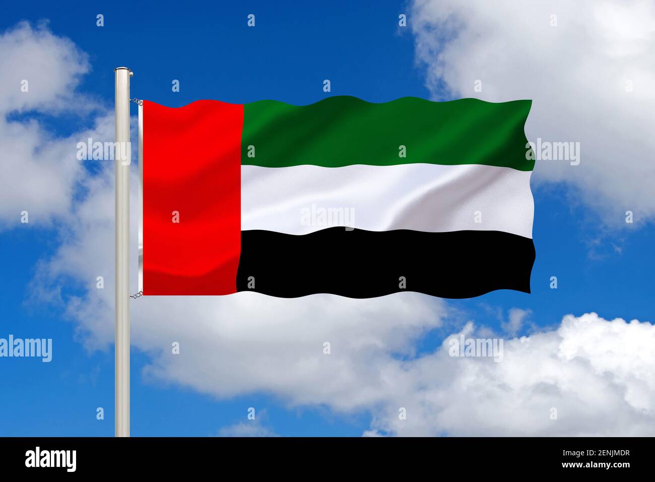 Die Flagge von der Vereinigten Arabischen Republik, VAE,n 1958 - 1961, Loser Zusammenschluss von Ägypten, Syrien und Jemen, Stock Photo