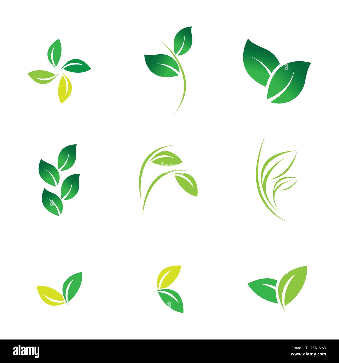 green leaf logo set vector illustration design template Stock Vector ...