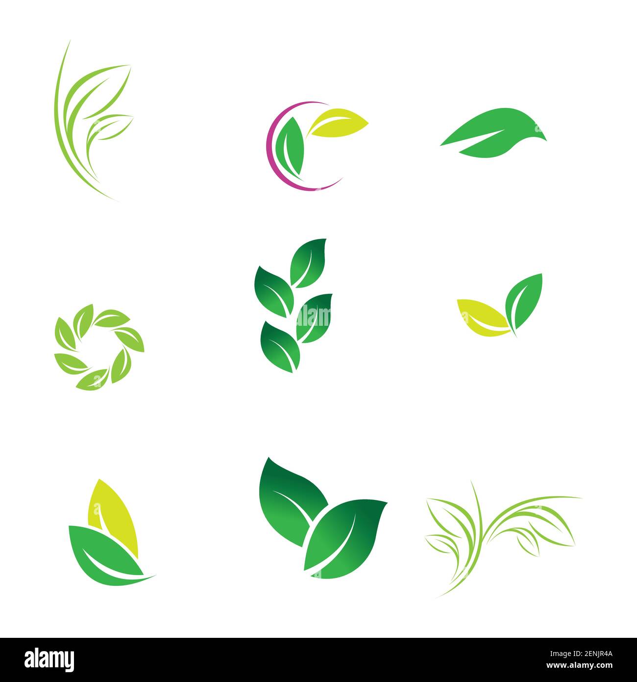 green leaf logo set vector illustration design template Stock Vector ...