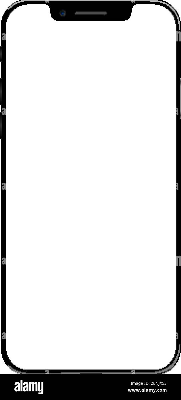 Realistic front view smartphone mockup. Mibile phone black frame with blank white display isolated on background. Vector device Stock Vector