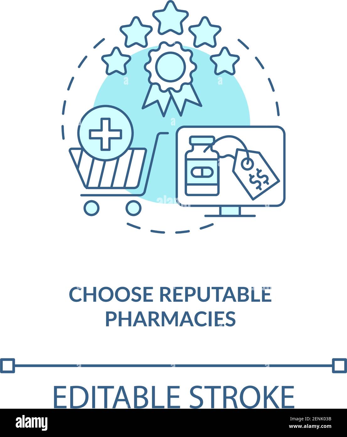 Choose reputable pharmacies concept icon Stock Vector
