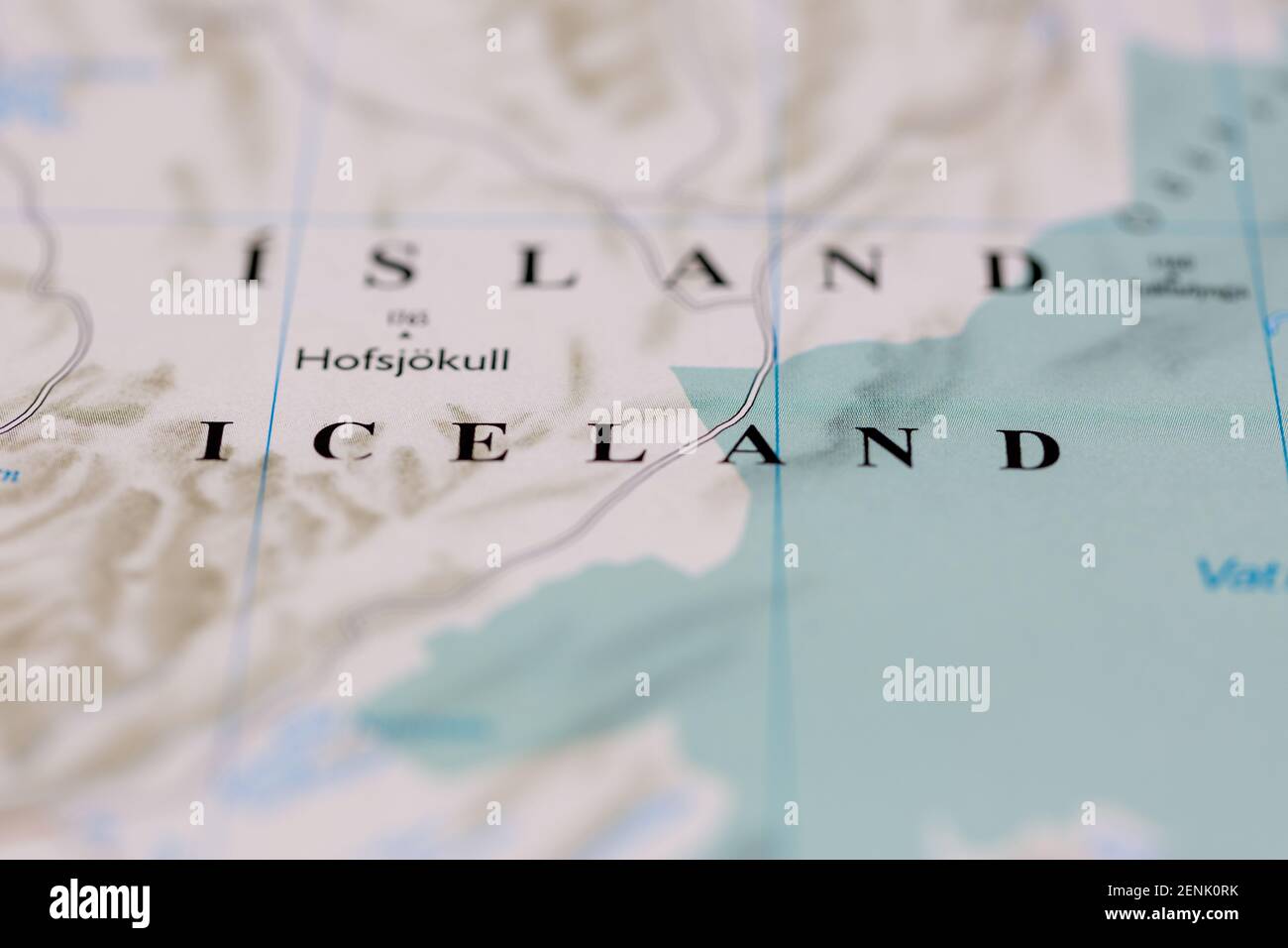 Iceland shown on a Road map or a geography map Stock Photo