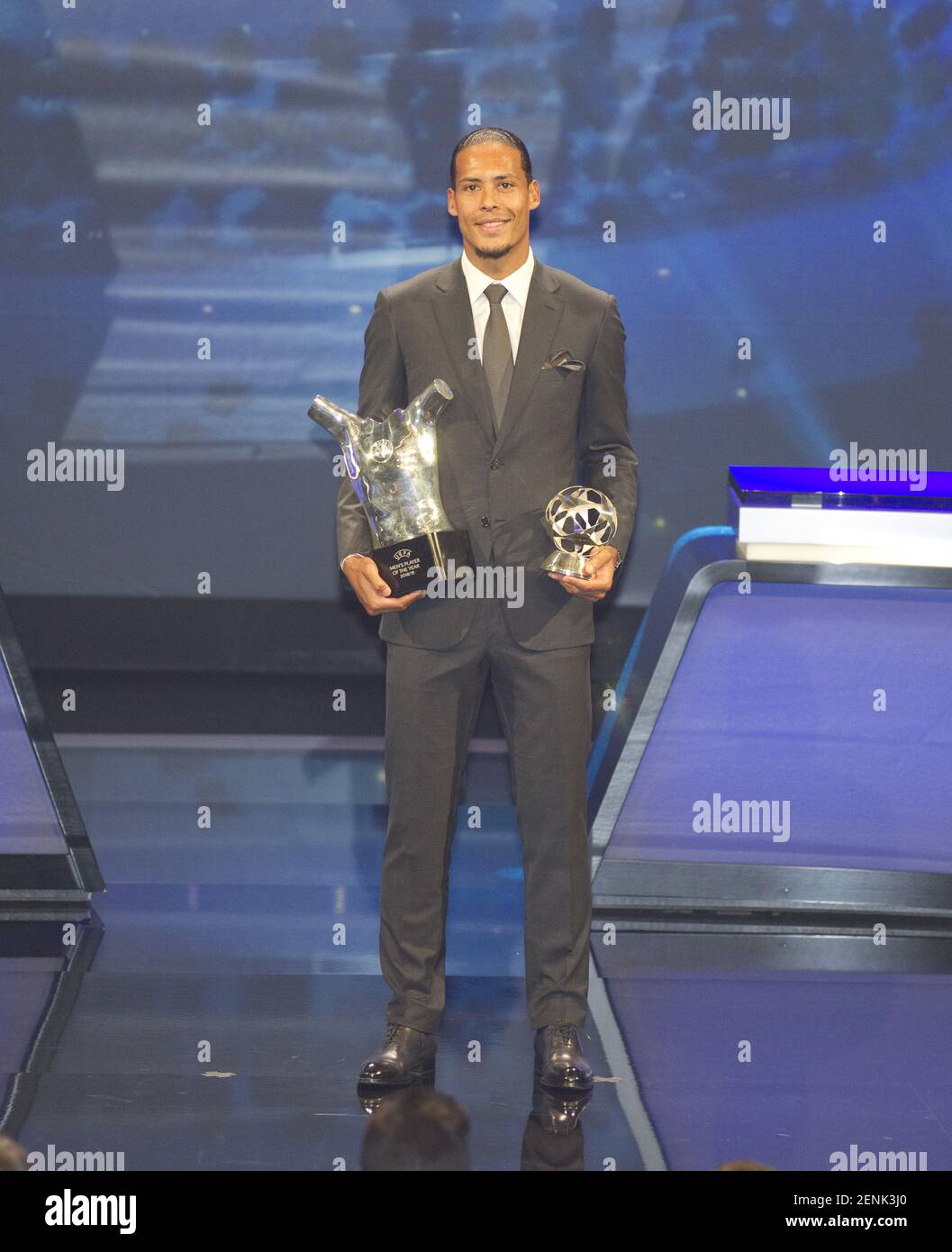 Monaco, Monte Carlo - August 29, 2019: UEFA Champions League Group Stage Draw, Season Kick Off 2019-2020 with Dutch Soccer player Virgil van Dijk of Liverpool winning the Men's player of the year 2018/19 Award. (Photo by Mandoga Media/Sipa USA) Stock Photo