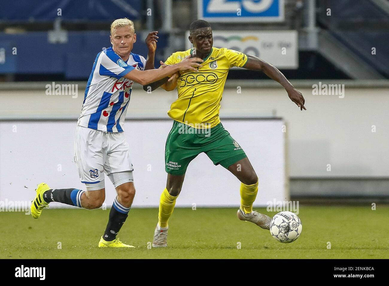 sc Heerenveen player Lucas Woudenberg and Fortuna Sittard player Bassala Sambou during the match
