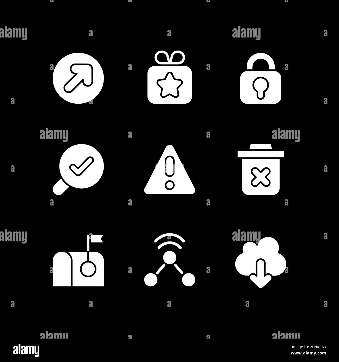 Interface elements white glyph icons set for dark mode Stock Vector ...