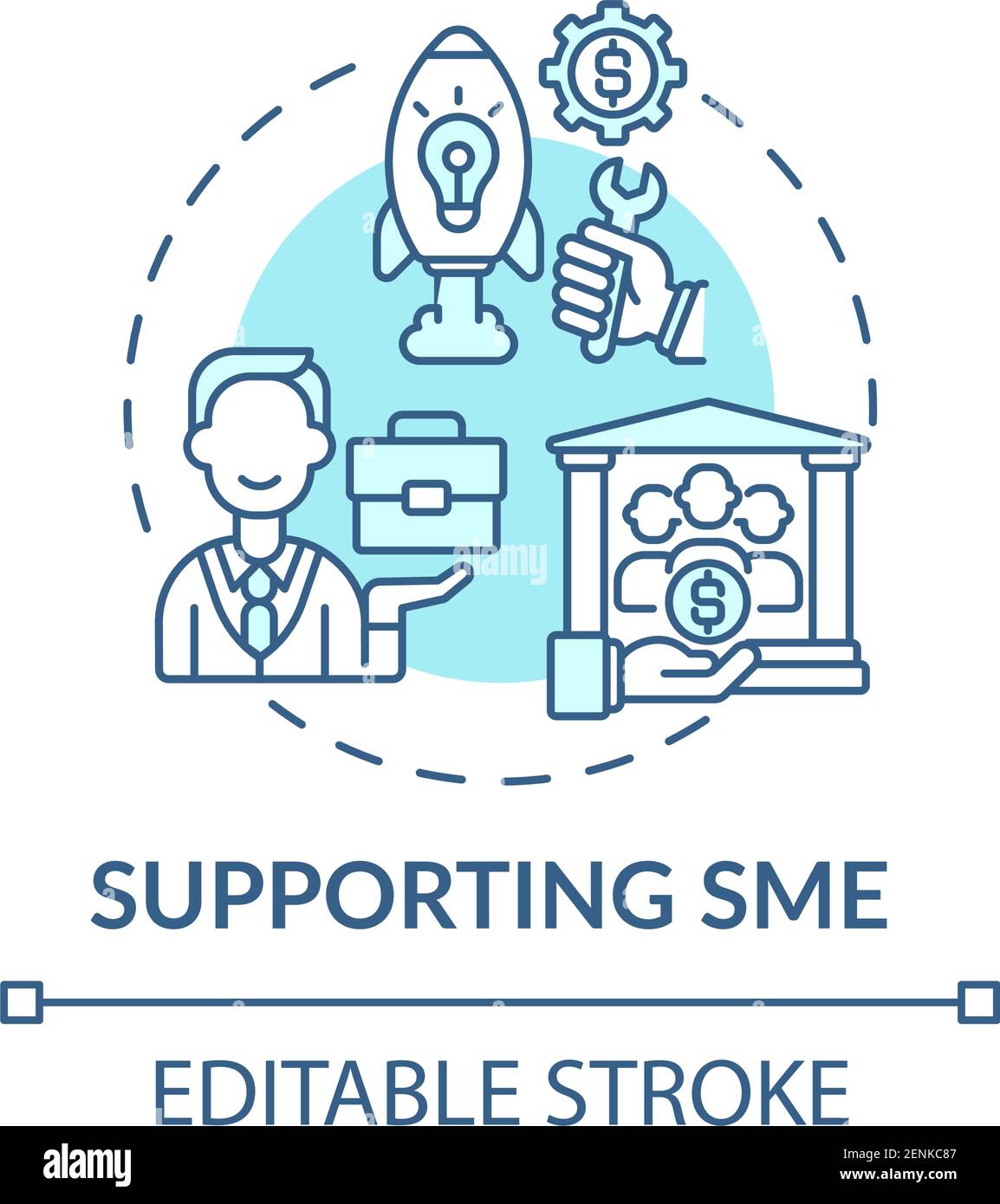 Supporting SME concept icon Stock Vector