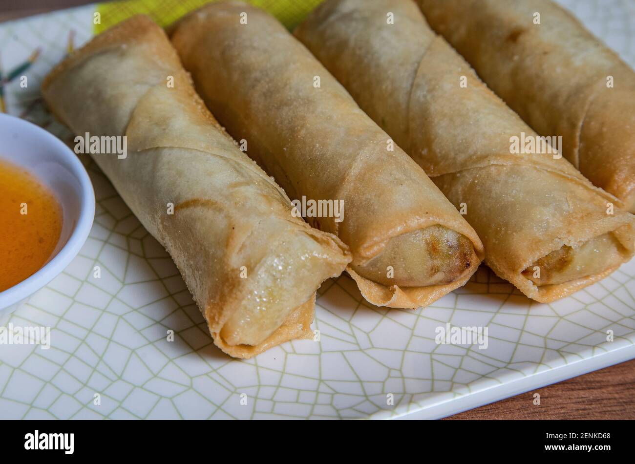 The Closure of Insulated Spring Rolls Stock Photo - Alamy