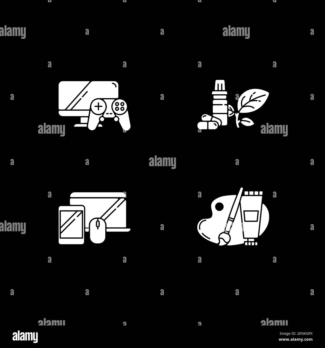 Ecommerce and retail category white glyph icons set for dark mode Stock ...