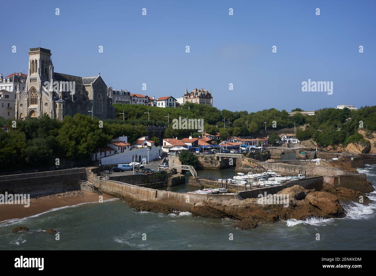 Biarritz, France - July 24, 2019 - Port des Pecheurs Stock Photo