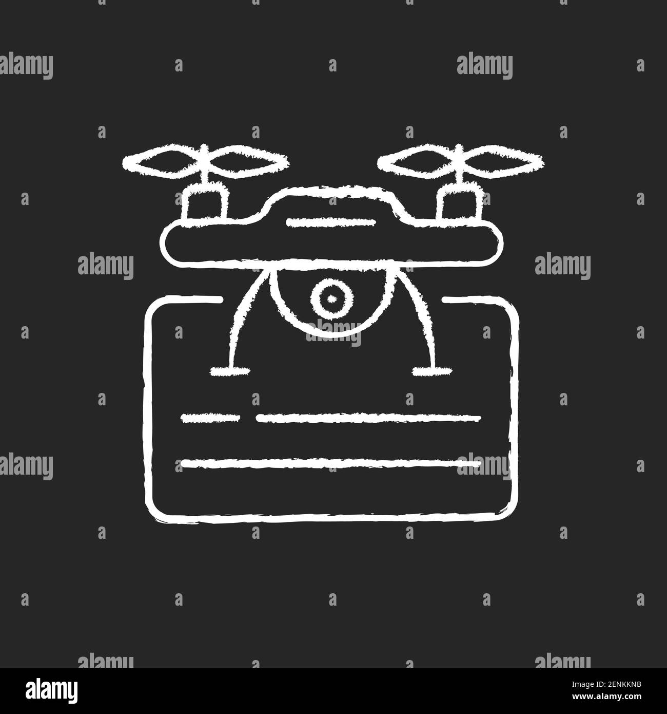 Drone license chalk white icon on black background Stock Vector