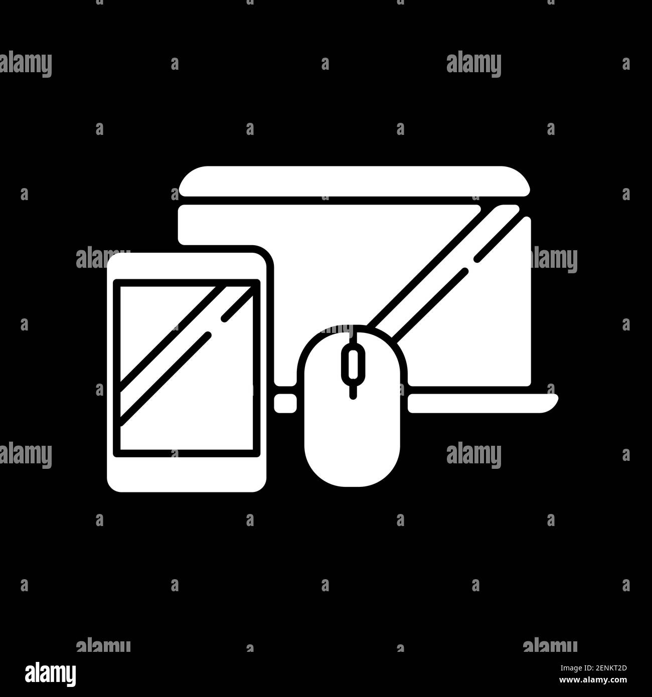 Electronics and accessories dark mode glyph icon Stock Vector