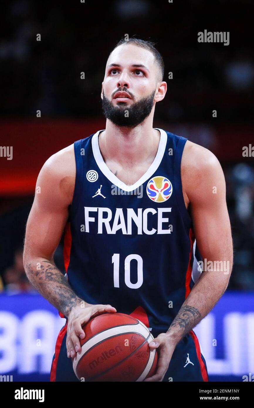French professional basketball player for the Orlando Magic of the National  Basketball Association (NBA) Evan Fournie keeps the ball at the second  round of Group G Jordan vs France 2019 FIBA Basketball