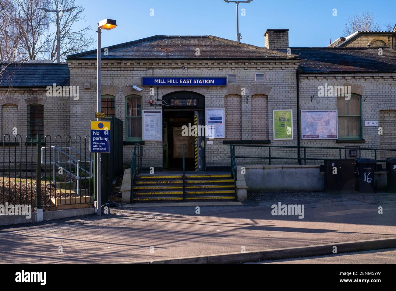 A view of the Mill Hill tube station in north London. Stock Photo