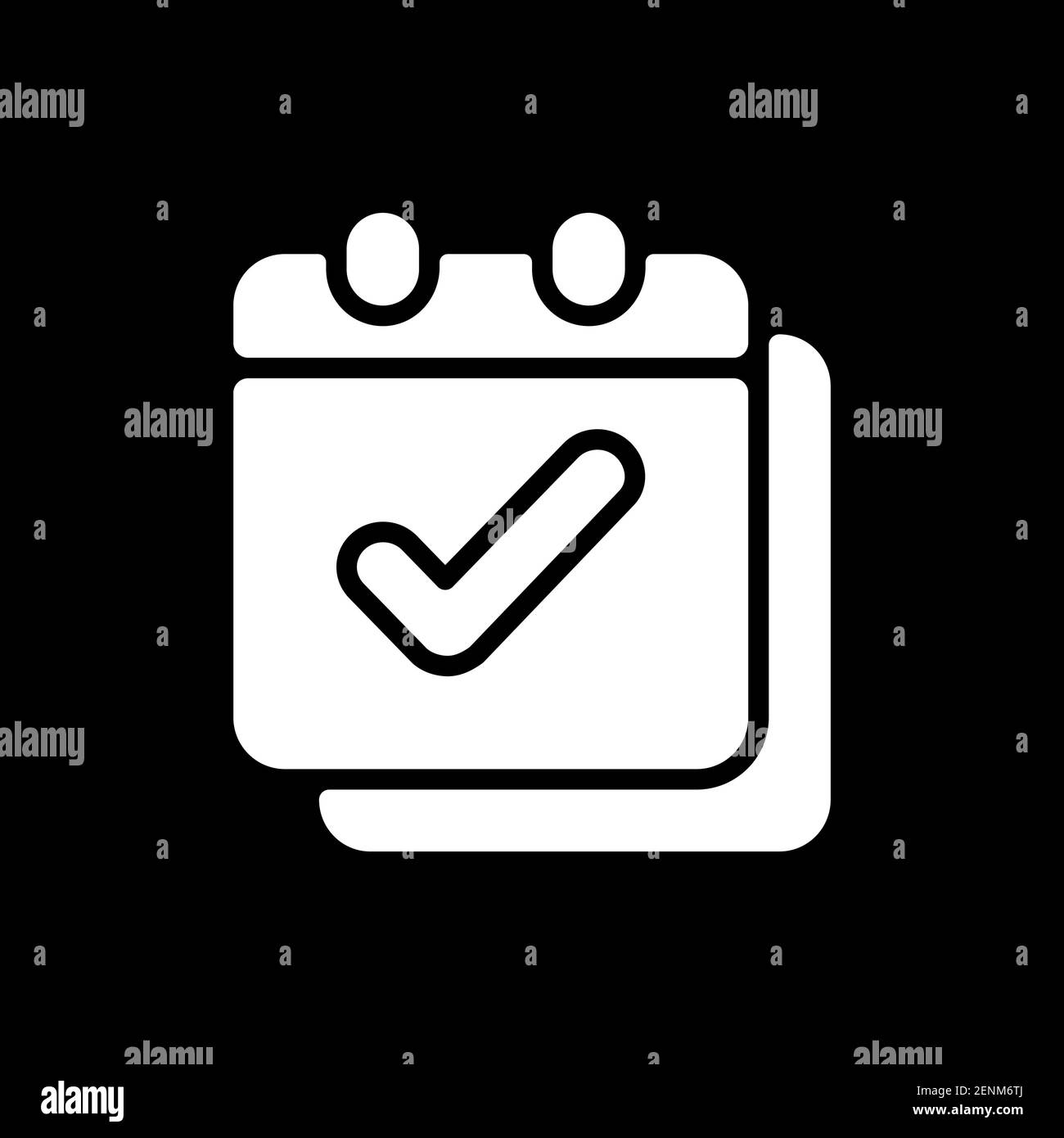 Calendar app dark mode glyph icon Stock Vector