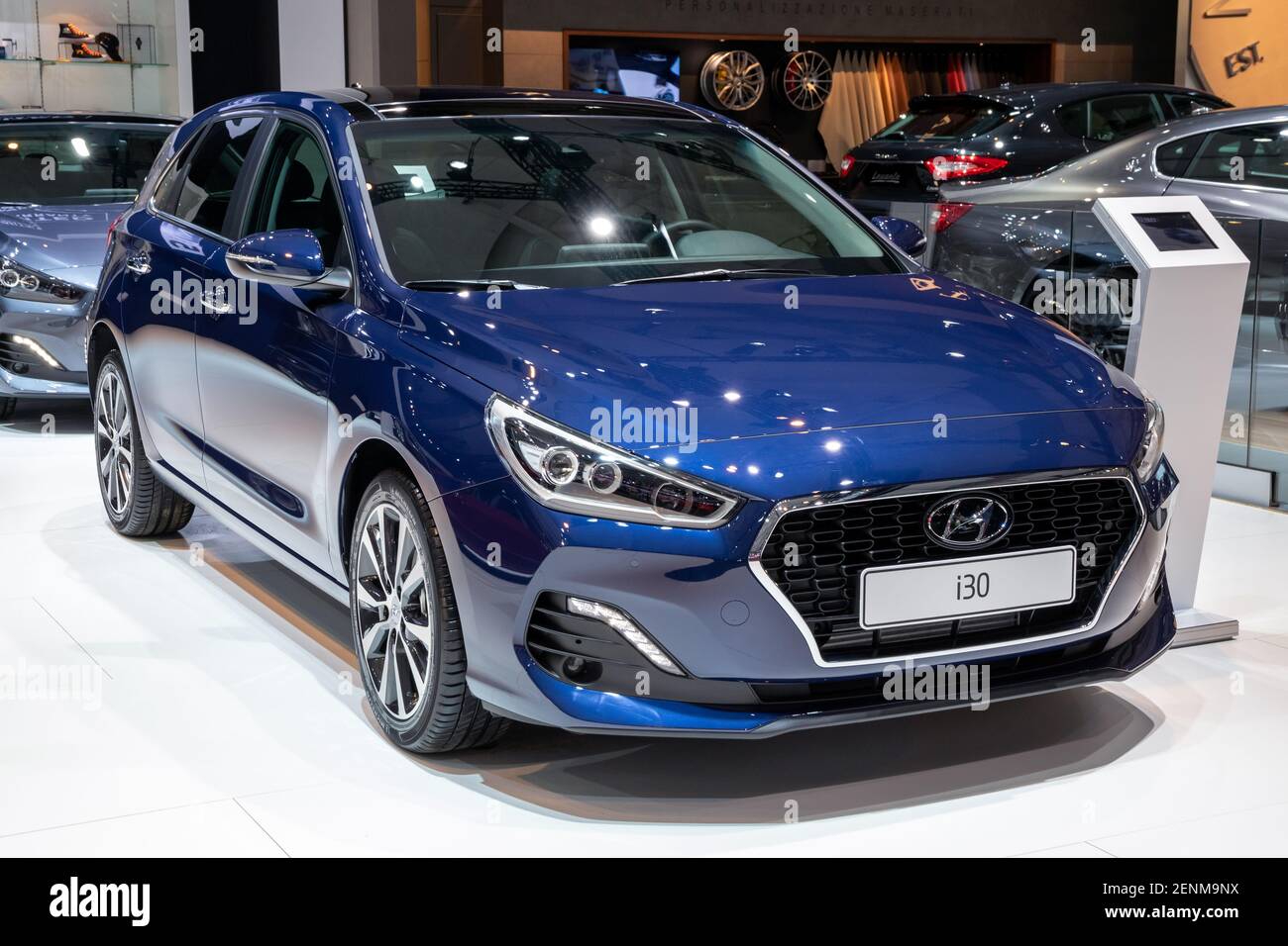 Hyundai i30 car at the Brussels Autosalon Motor Show. Belgium - January 18,  2019 Stock Photo - Alamy