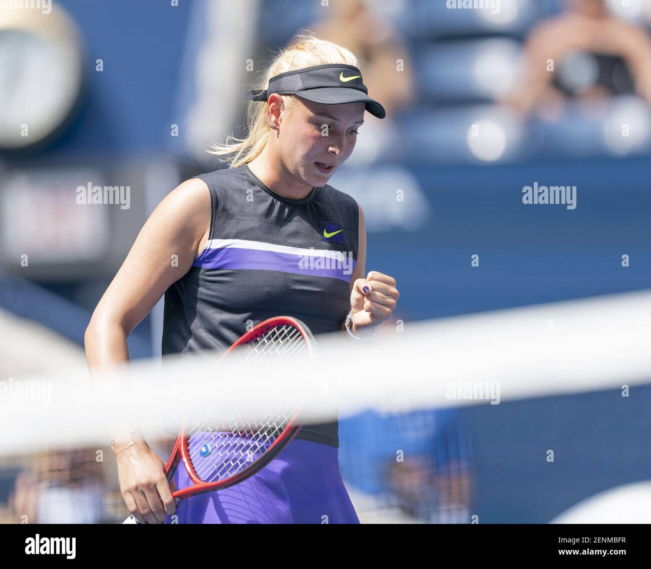 Donna Vekic (Croatia) in action during quarter final of US Open  Championships against Belinda Bencic (Switzerland) at Billie Jean King  National Tennis Center (Photo by Lev Radin/Pacific Press/Sipa USA Stock  Photo -
