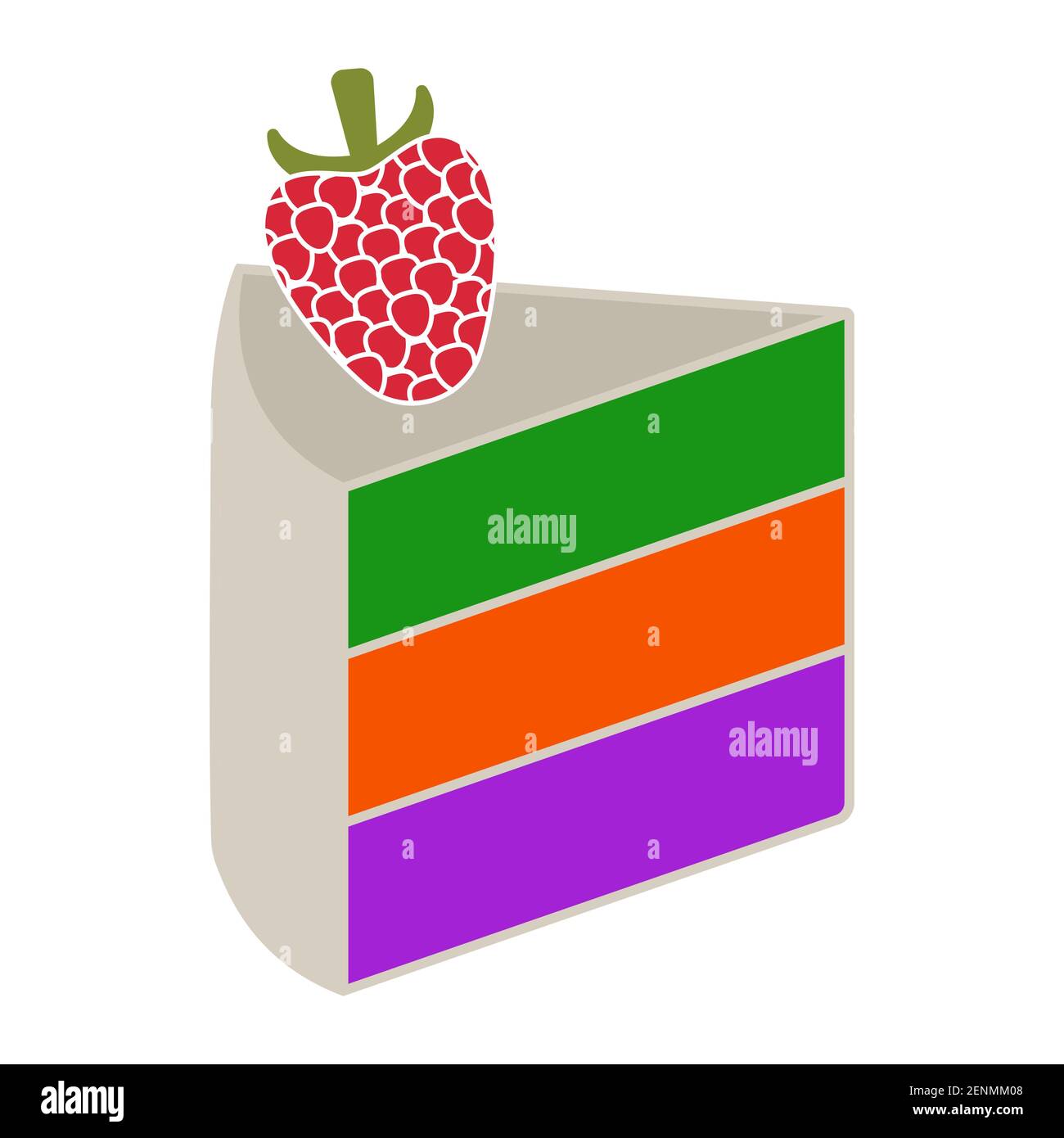 slice of rainbow layer cake with raspberry fruit for apps and websites ...
