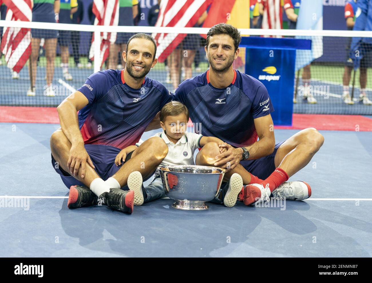 Juan Sebastian Cabal, son Jacobo Cabal, Robert Farah (Colombia) winner of  US Open Championships mens doubles final poses with trophy at Billie Jean  King National Tennis Center (Photo by Lev Radin/Pacific Press/Sipa
