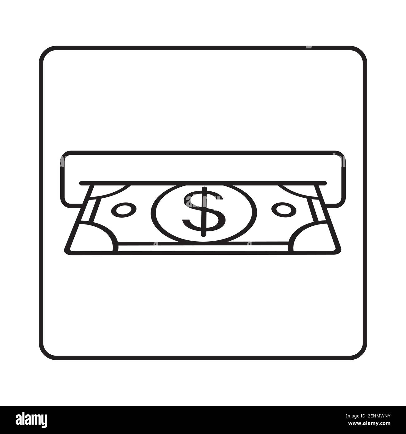 Line art icon insert cash or receive money in ATM for apps and websites Stock Vector