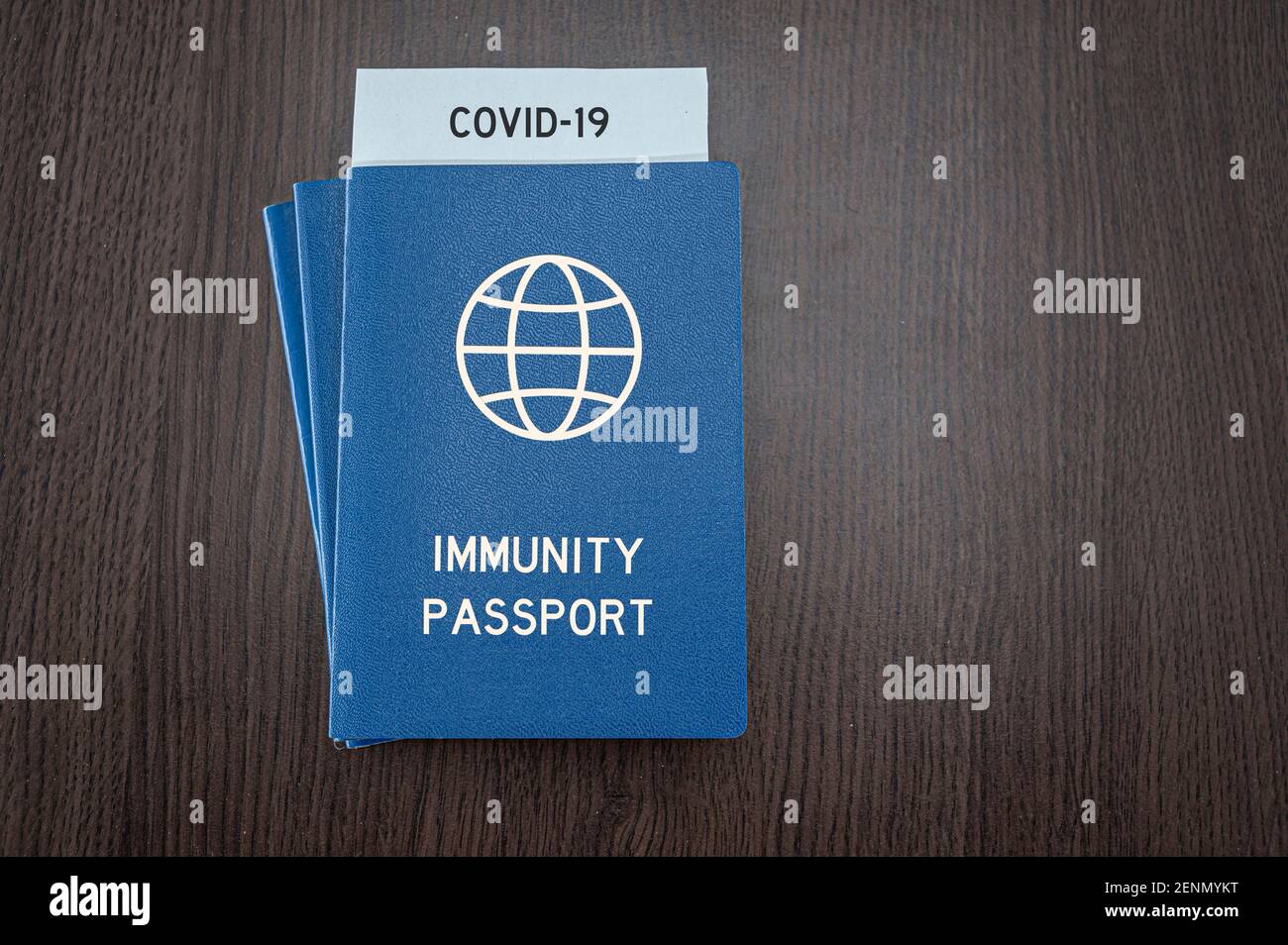 Concept of global immunity passport, Certificate for those who received the coronavirus vaccine Stock Photo