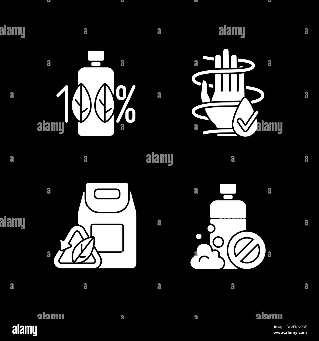 Natural cosmetics white glyph icons set for dark mode Stock Vector ...