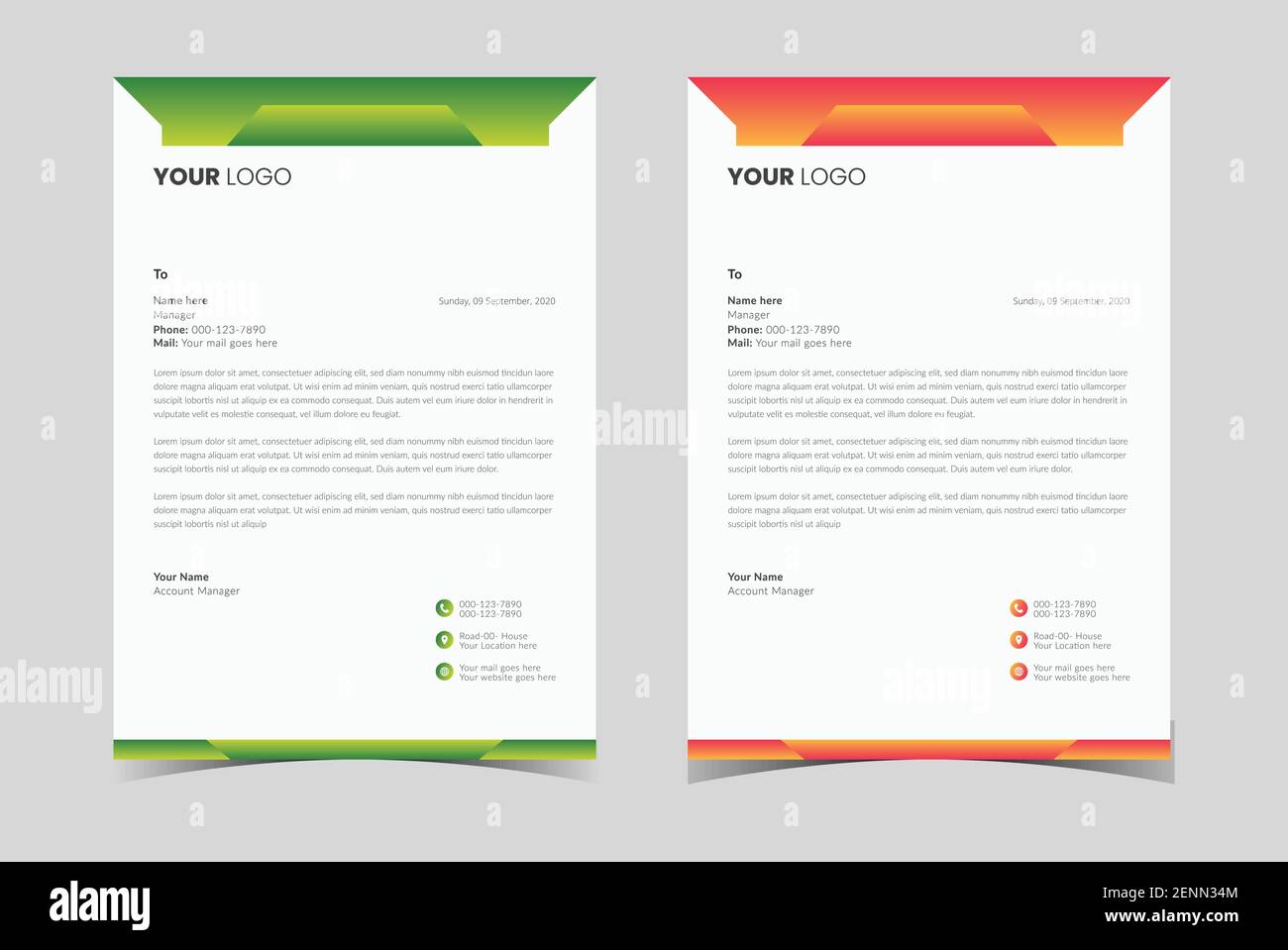 Modern Business Letterhead Design Template. Professional Letterhead
