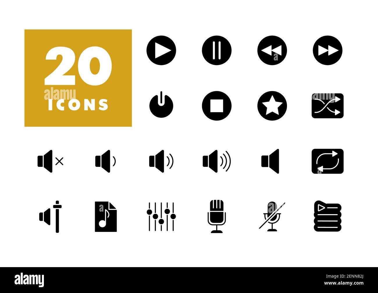 Multimedia user interface flat vector glyph icons set. Graph symbol for ...