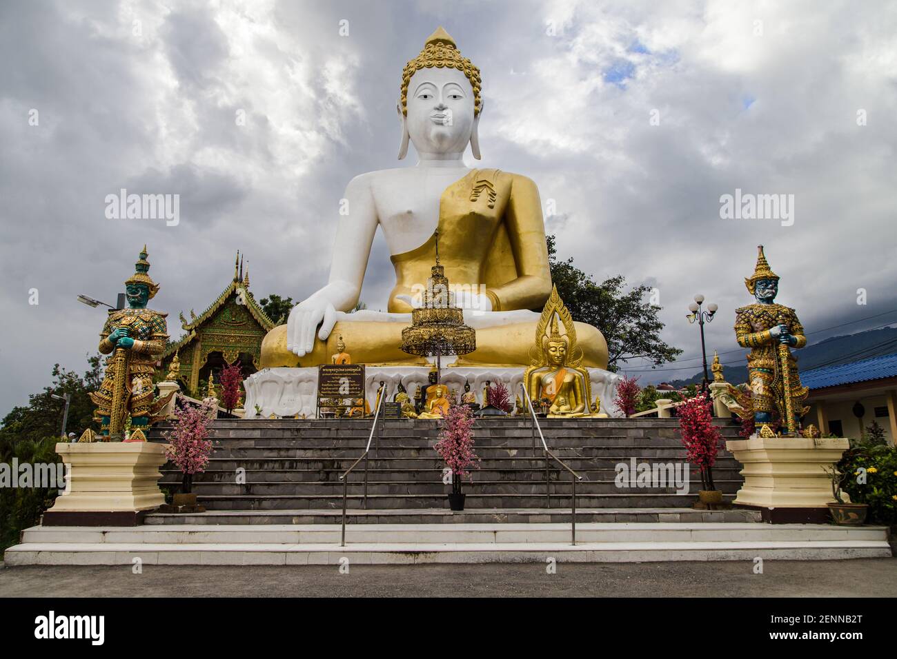 Big Buddha at Wat Phra That Doi Kham in Chiang Mai, Thailand. Stock Photo