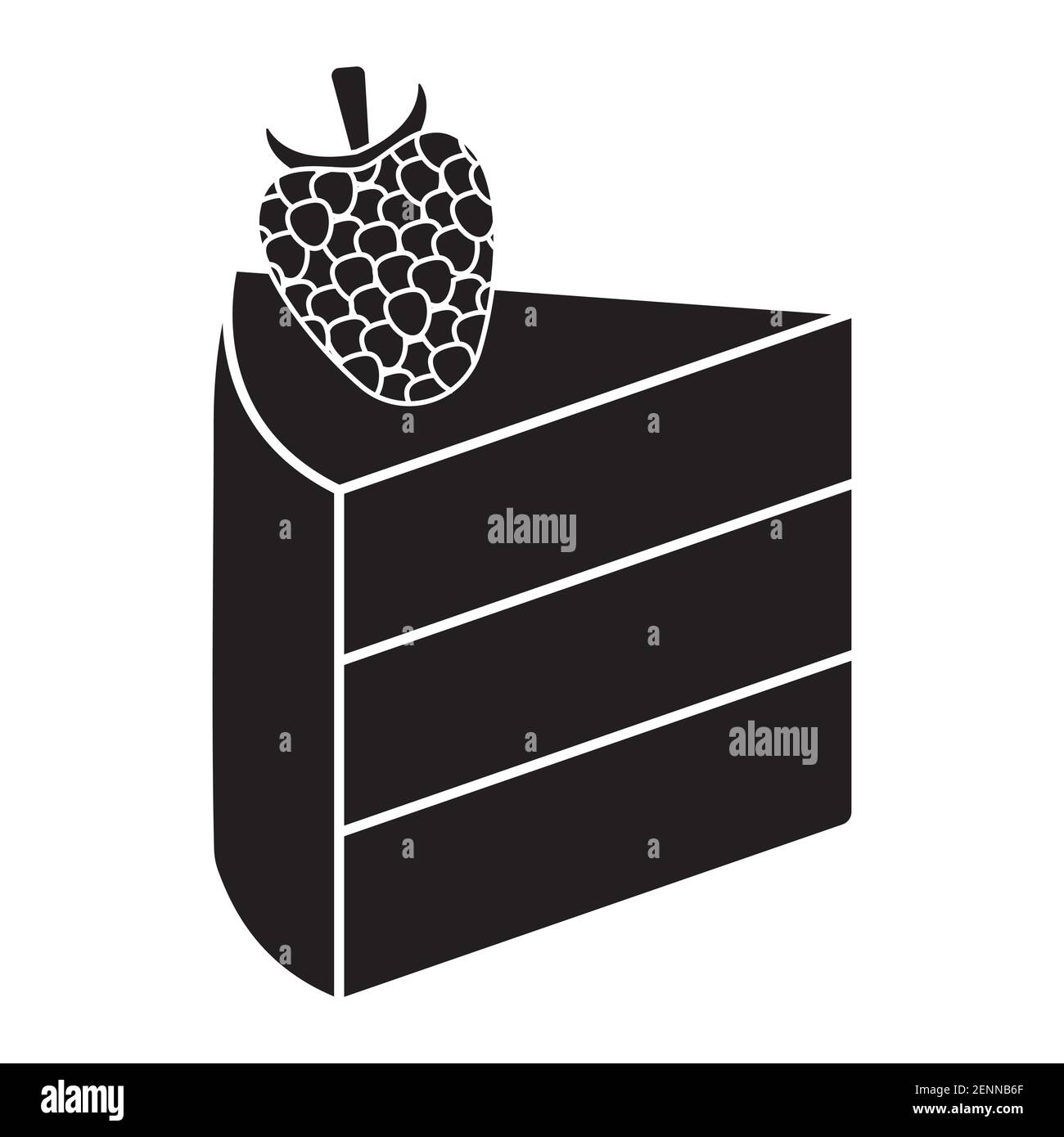 Flat vector icon slice of layer cake with raspberry fruit for apps and websites Stock Vector