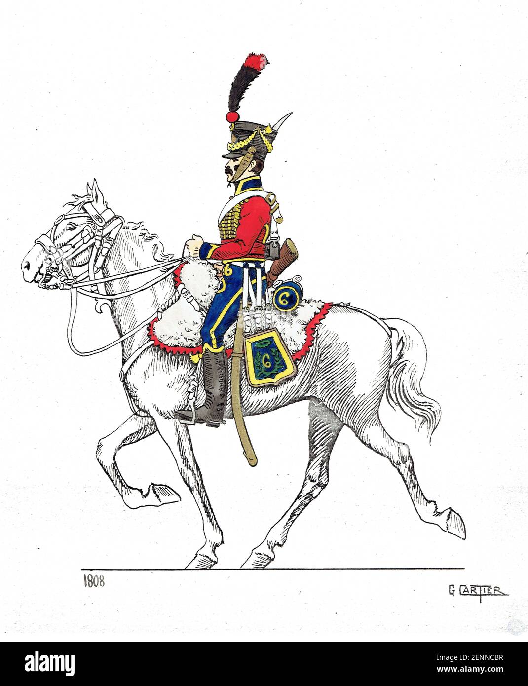 cavalier du 6e régiment de hussards en 1808 Stock Photo