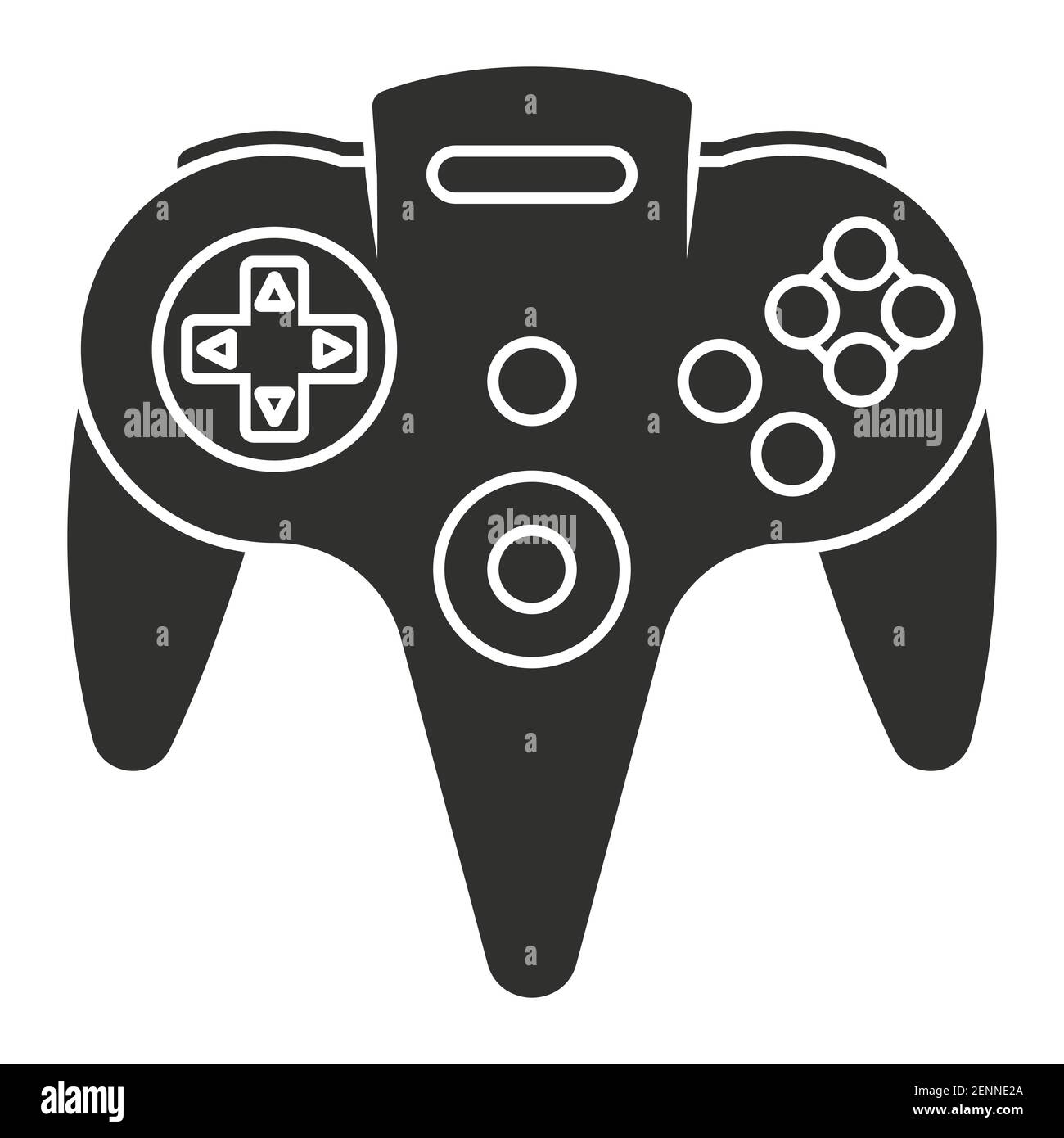 N64 or gamecube video game controller flat vector icon for apps or website Stock Vector