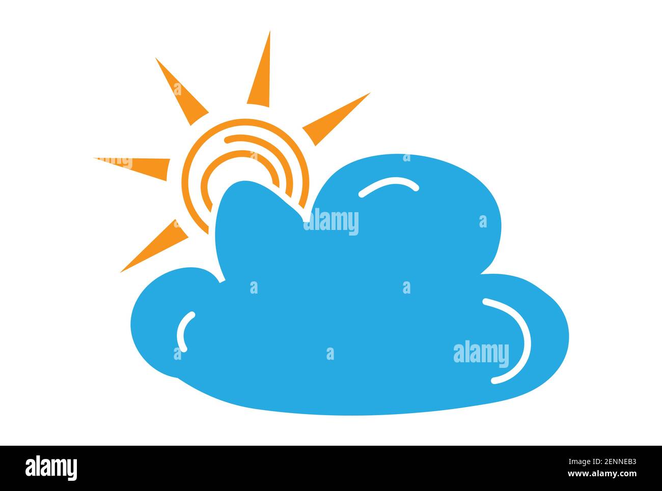 Clouds partly blocking the sun . Flat color icon for apps or website Stock Vector