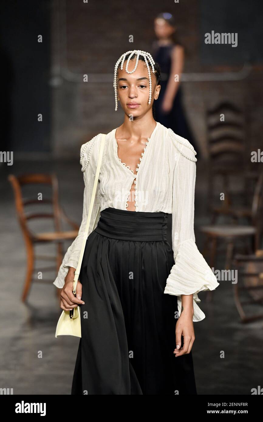 Model Indira Scott walking on the runway during the Khaite Fashion Show  during New York Fashion Week Womenswear Spring / Summer 2020 held in New  York, NY on September 7, 2019. (Photo