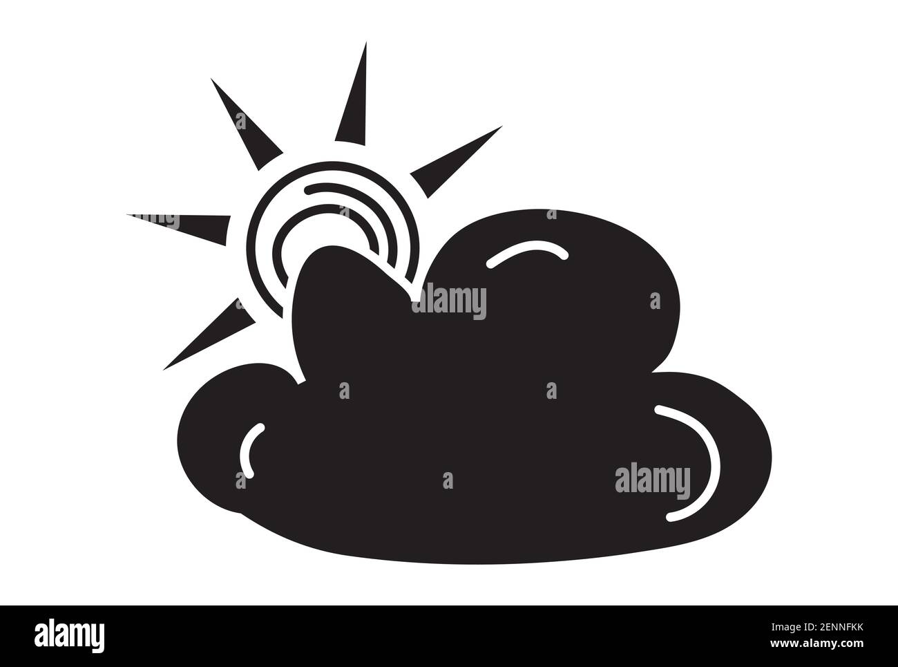 Clouds partly blocking the sun . Flat vector icon for apps or website Stock Vector