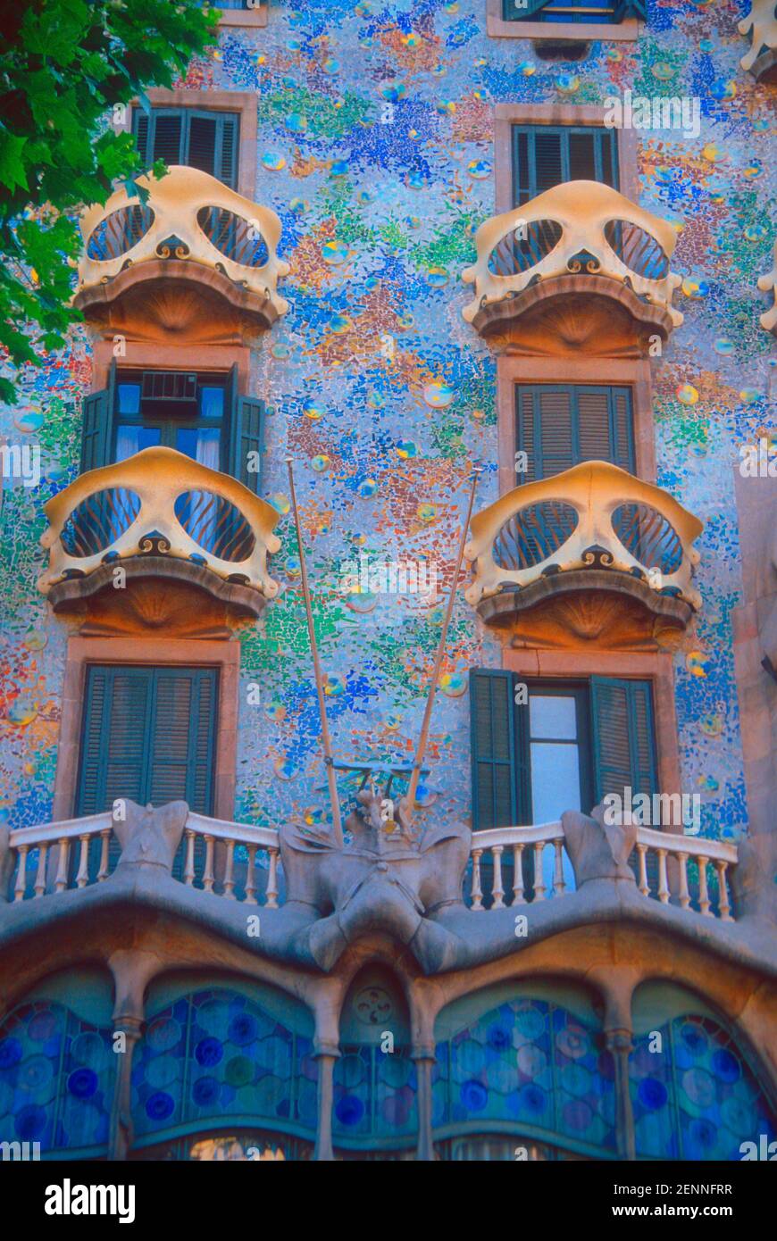 Barcelona. Casa Batllo balconies detail. Catalonia. Spain Stock Photo