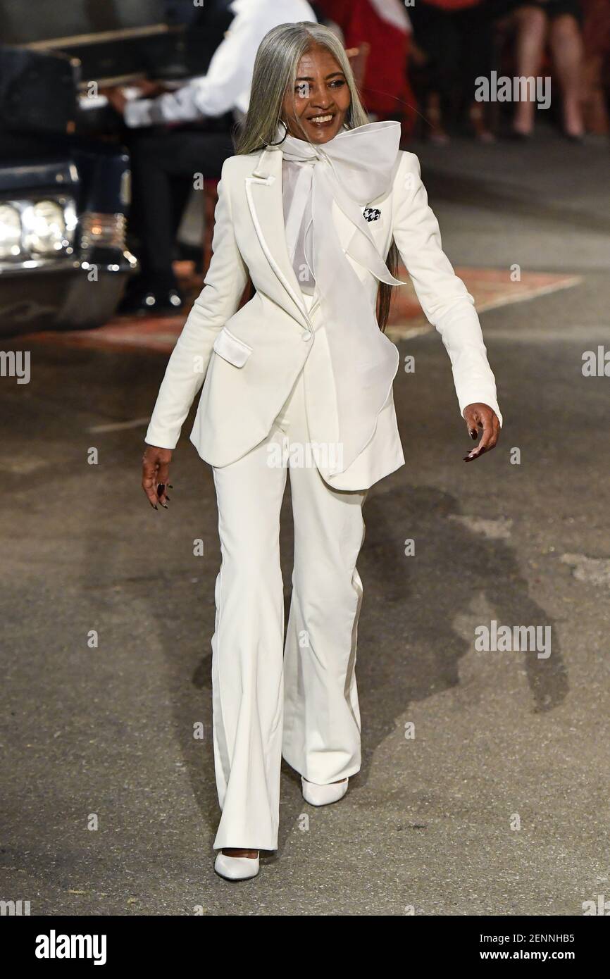 Model JoAni Johnson walking on the runway during the Tommy Hilfiger Fashion  Show during New York Fashion Week Fall 2019 Ready-to-Wear held in New York,  NY on September 8, 2019. (Photo by