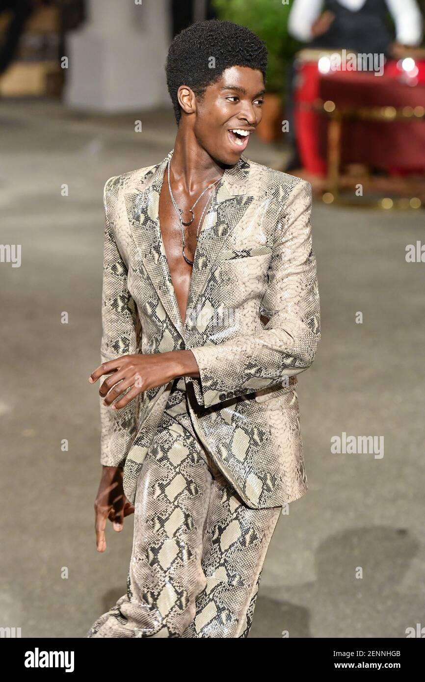 Model Alton Mason walking on the runway during the Tommy Hilfiger Fashion  Show during New York Fashion Week Fall 2019 Ready-to-Wear held in New York,  NY on September 8, 2019. (Photo by