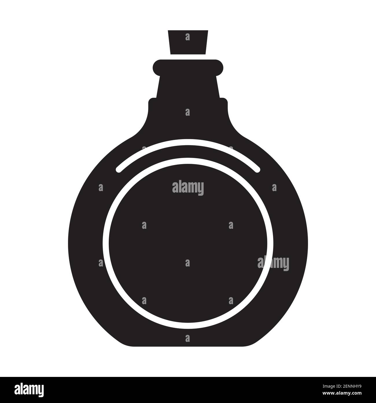Antique glass bottle with cork stopper vector icon for apps or websites Stock Vector