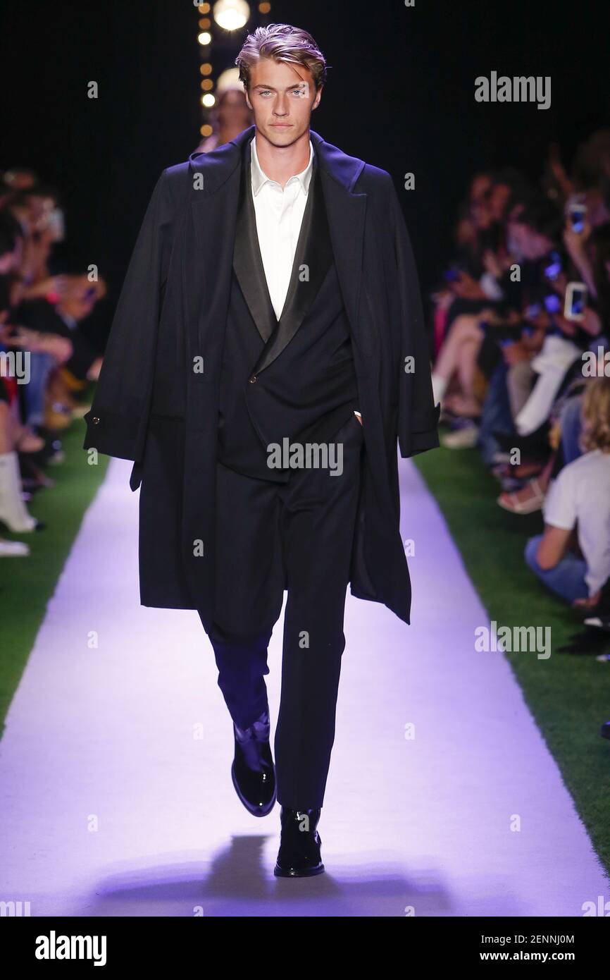 Model Lucky Blue Smith walking on runway Brandon Maxwell Fashion during New York Fashion Week Womenswear Spring / Summer 2020 held in New York, on September 8, 2019.