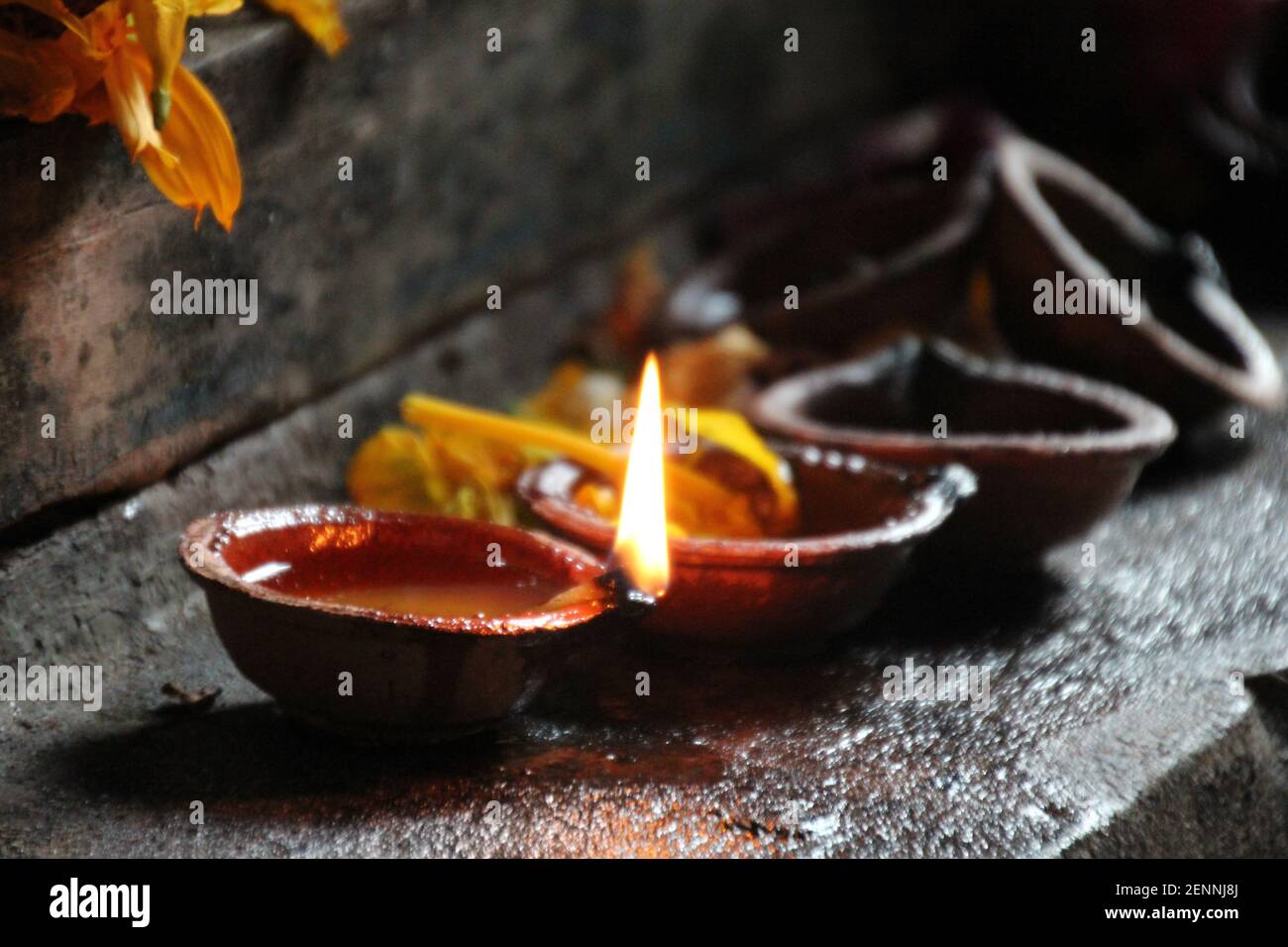 Spirit of Temples - Burning Candles -  Sri Lanka - Asia Stock Photo