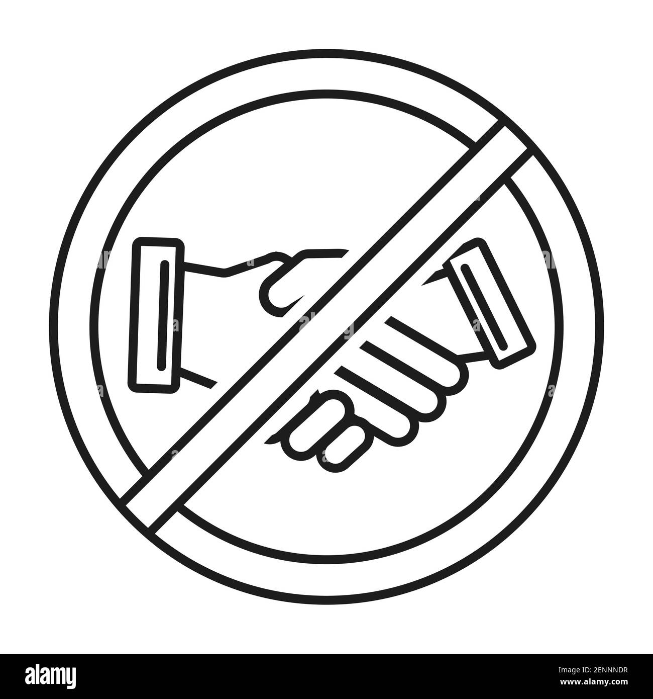 Line art vector handshake prohibited sign for apps or website Stock Vector