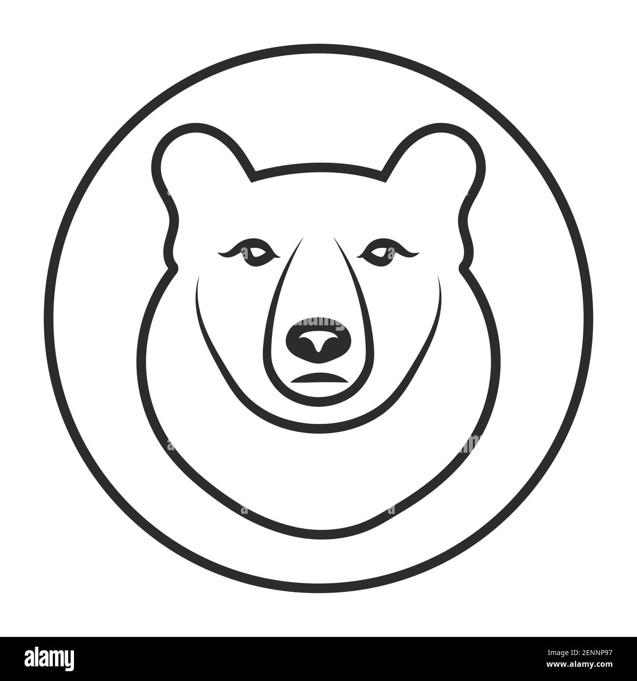 Rounded the a grizzly bear / polar bear line art vector icon for apps and websites Stock Vector