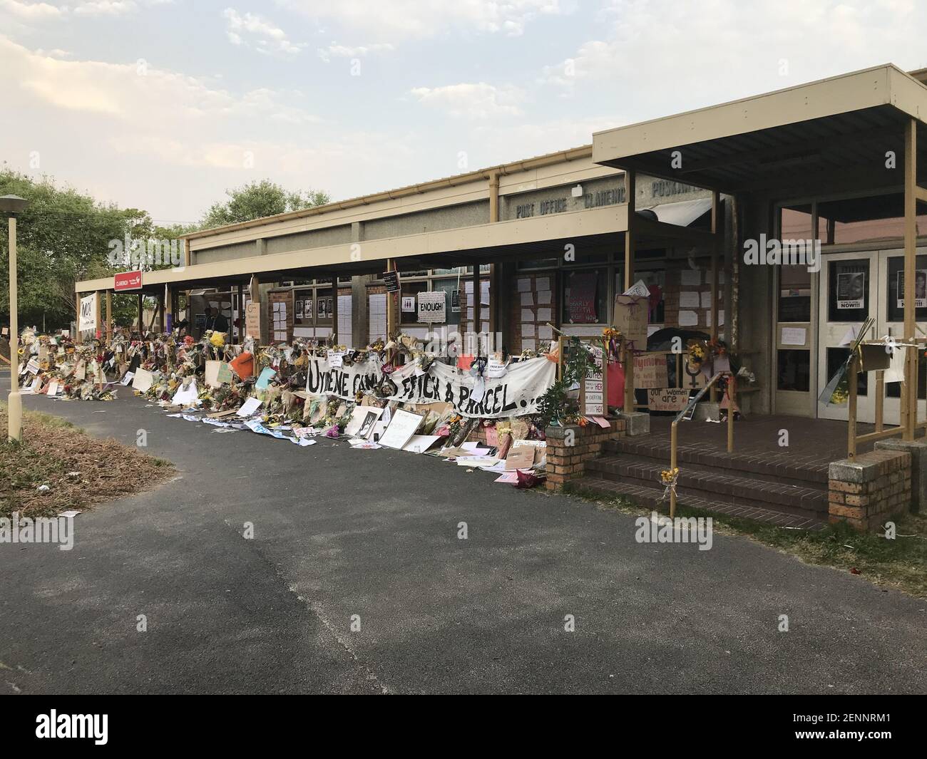 9 September 2019. Floral tributes outside the Clareinch Post Office in