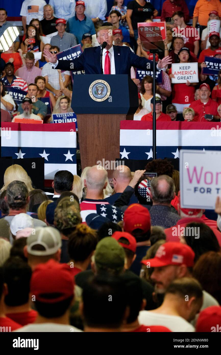 Maga Debate Rally President Donald J. Trump speaks during the MAGA rally in Fayetteville ...