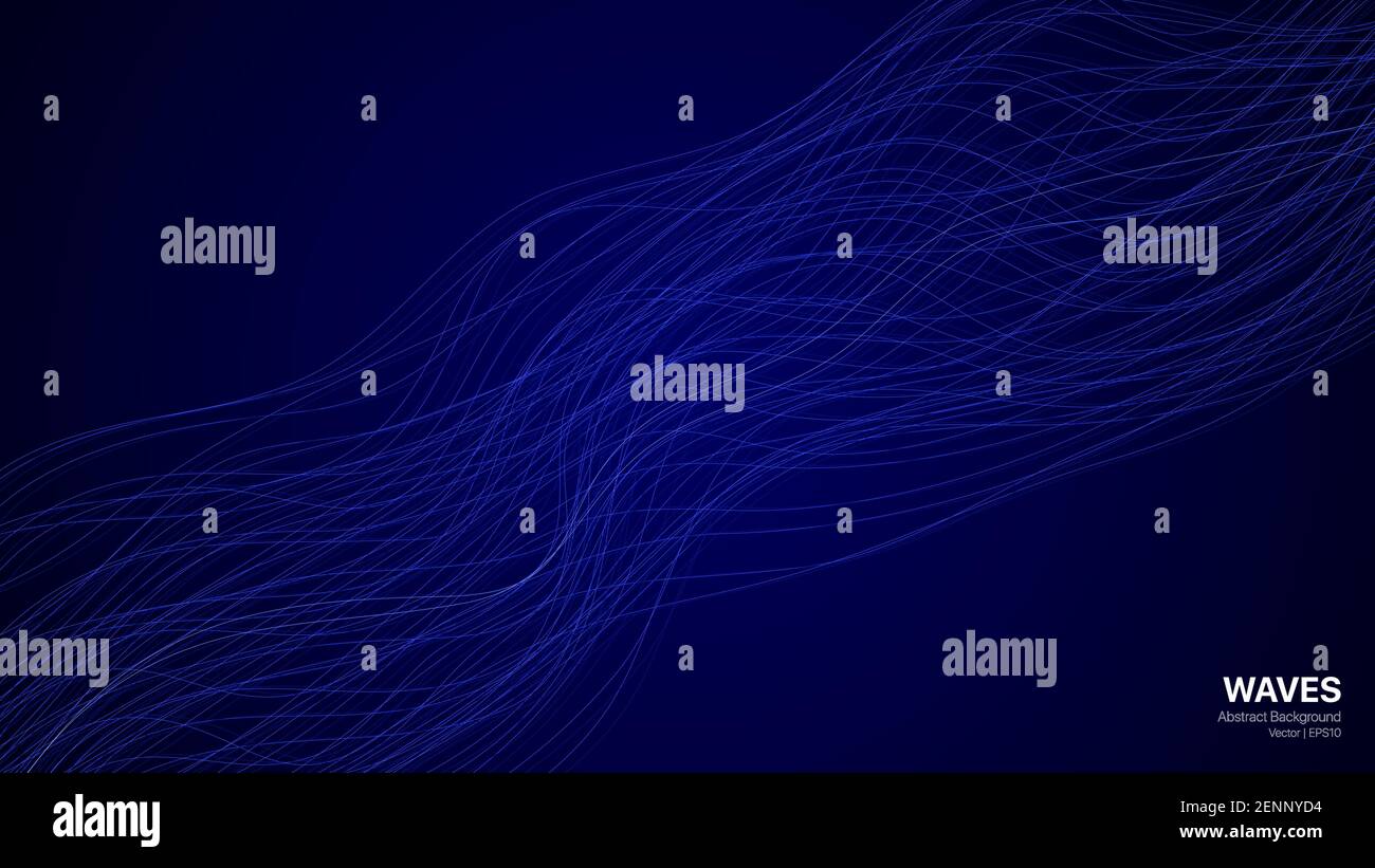 Waves Abstract Background with Curve Blue dynamic line. Vector ...