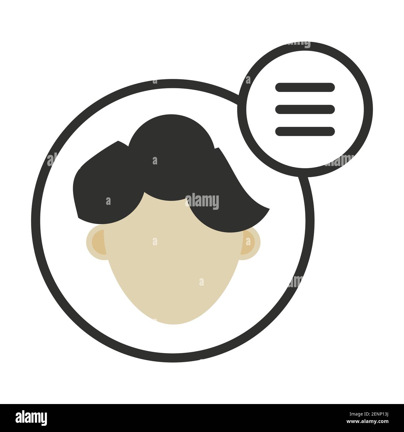 Rounded male user profile or account menu vector icon for apps and ...