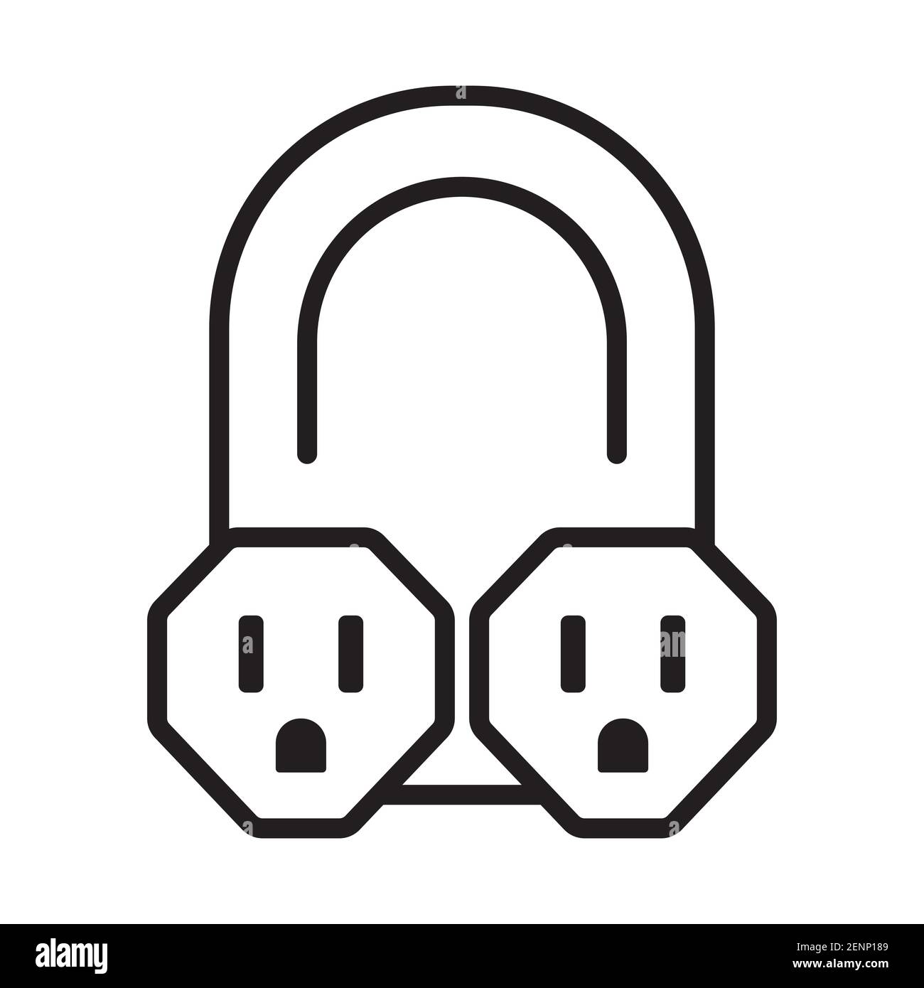 Nema 5-15 connector power outlet line art icon for apps or websites Stock Vector