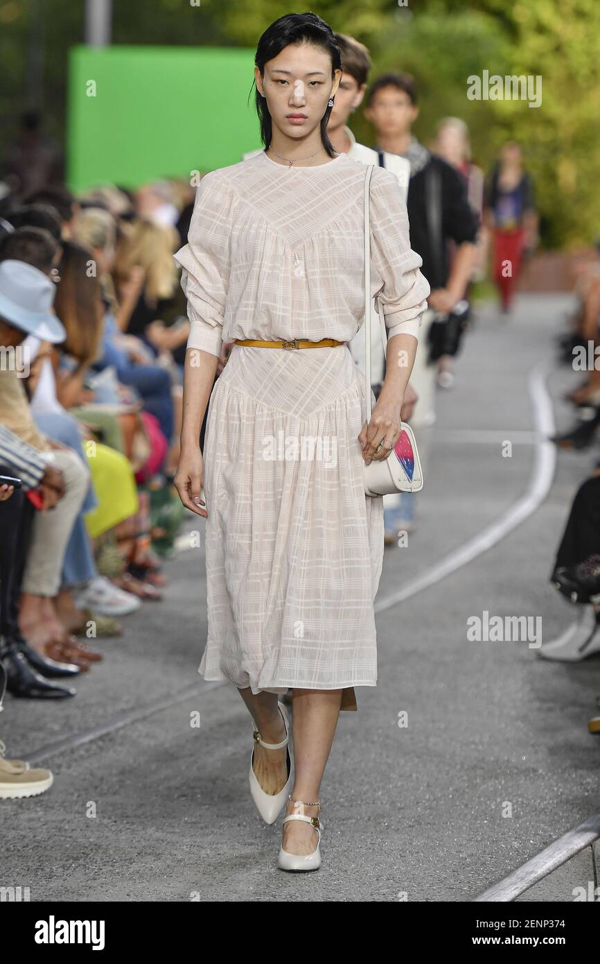 Model Sora Choi walking on the runway during the Khaite Fashion Show during  New York Fashion Week Womenswear Spring / Summer 2020 held in New York, NY  on September 7, 2019. (Photo