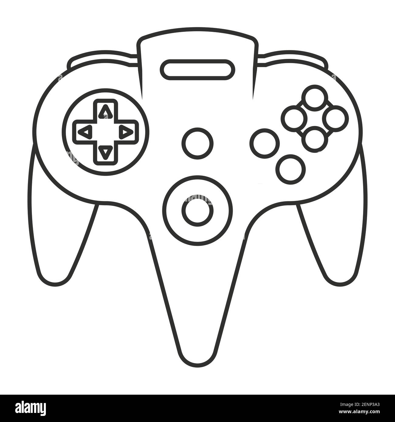 N64 or gamecube video game controller line art icon for apps or website Stock Vector