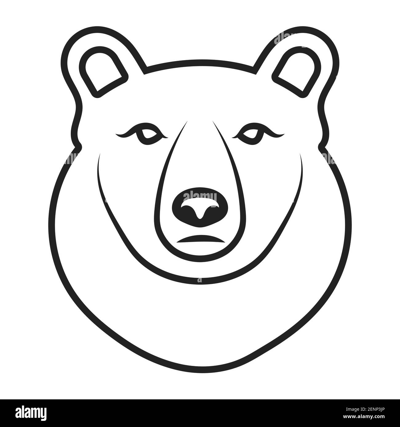Grizzly bear / polar bear line art vector icon for apps and websites Stock Vector
